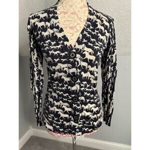 *FIRM* Tory Burch Wool Horse Equestrian Print Big Button Cardigan Small READ